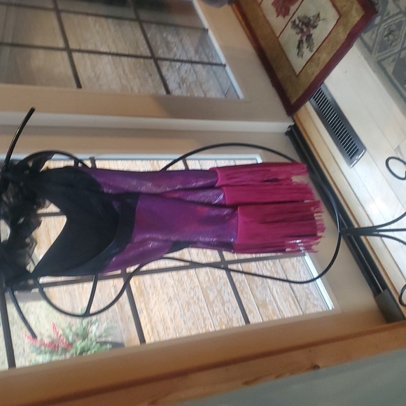 Curtain Call Purple and Black Fringe Dress Costume With Hair Accessory NWT Sz 14 - Picture 4 of 13